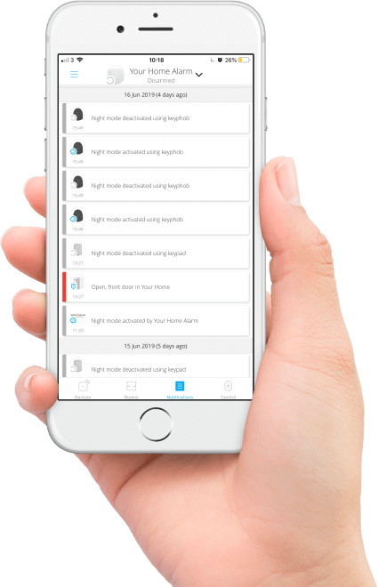 house alarm app in hand